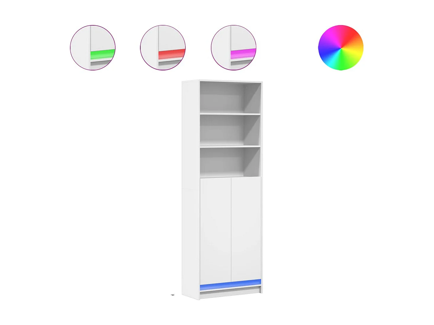 Credenza | Buffet | Armadio con LED Bianca 69x32,5x200 cm in Truciolato