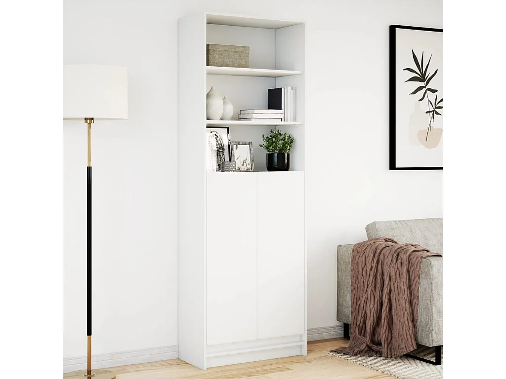 Credenza | Buffet | Armadio con LED Bianca 69x32,5x200 cm in Truciolato