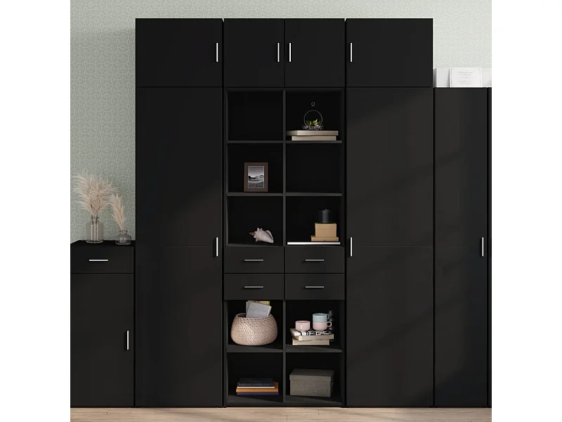 Credenza | Buffet | Armadio Nera 70x42,5x185 cm in Legno Multistrato