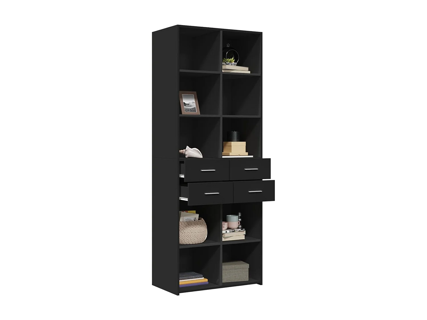 Buffet | Bahut | Meuble de rangement haut noir 70x42,5x185 cm bois d'ingénierie