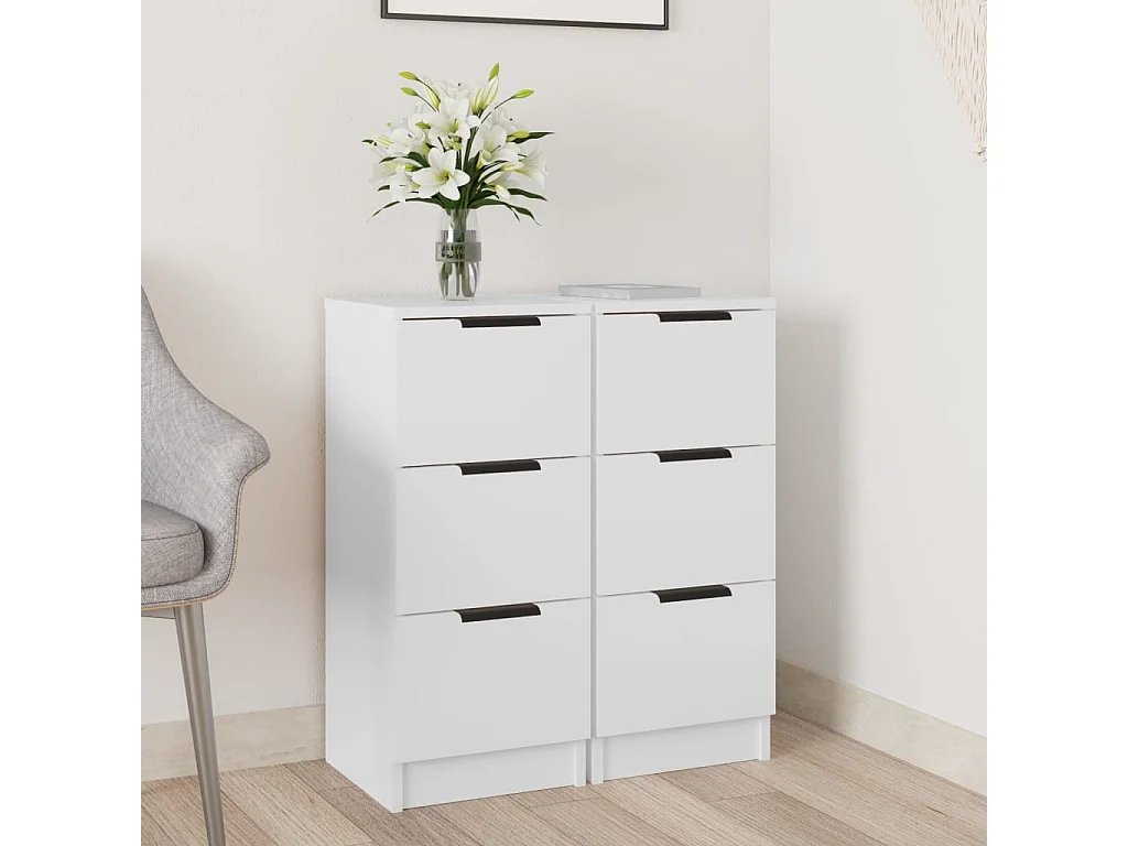 Buffets | Bahuts | Meuble de rangement 2 pcs blanc 30x30x70 cm bois d'ingénierie