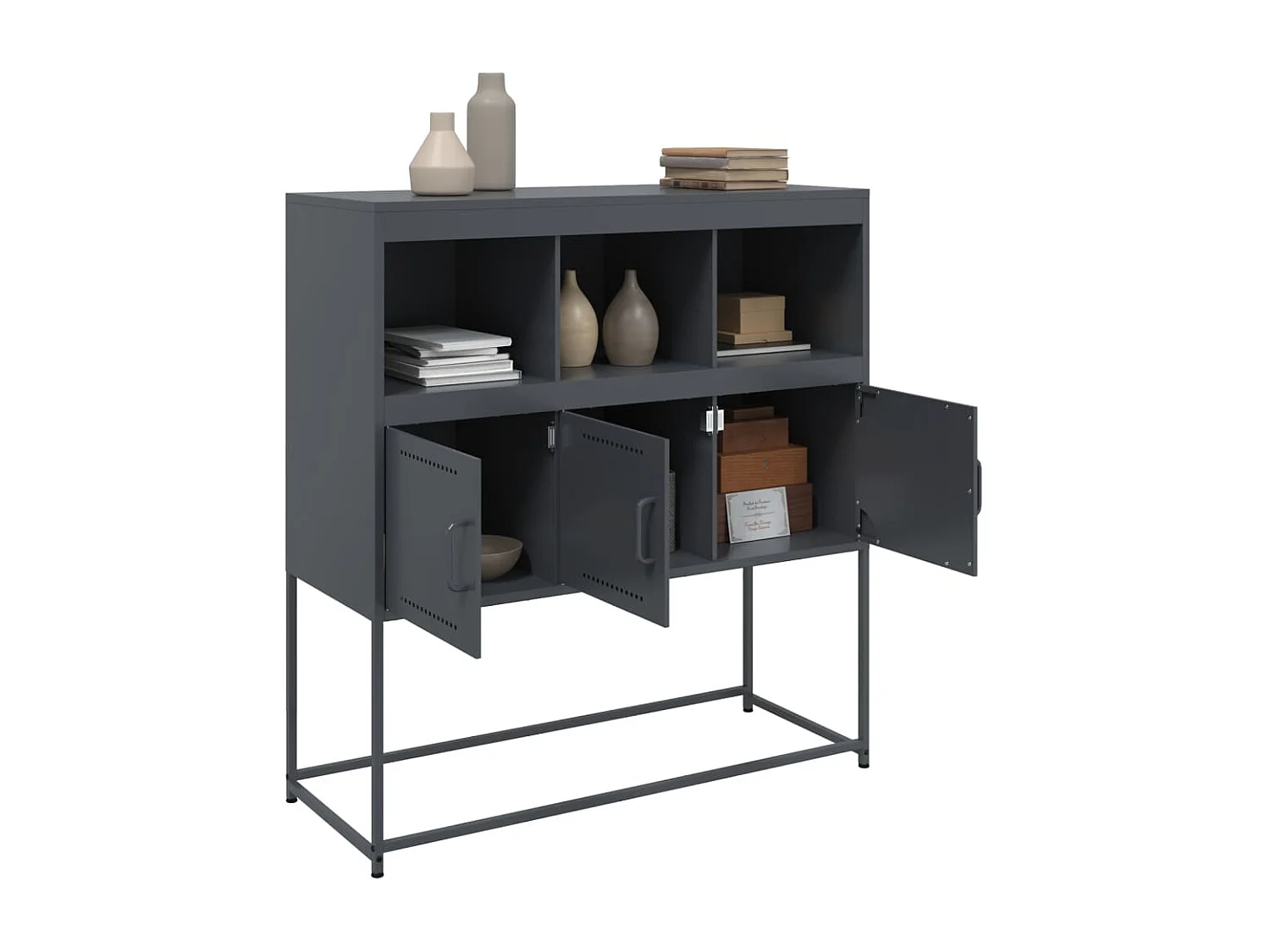Buffet | Bahut | Meuble de rangement anthracite 100,5x39x107 cm acier