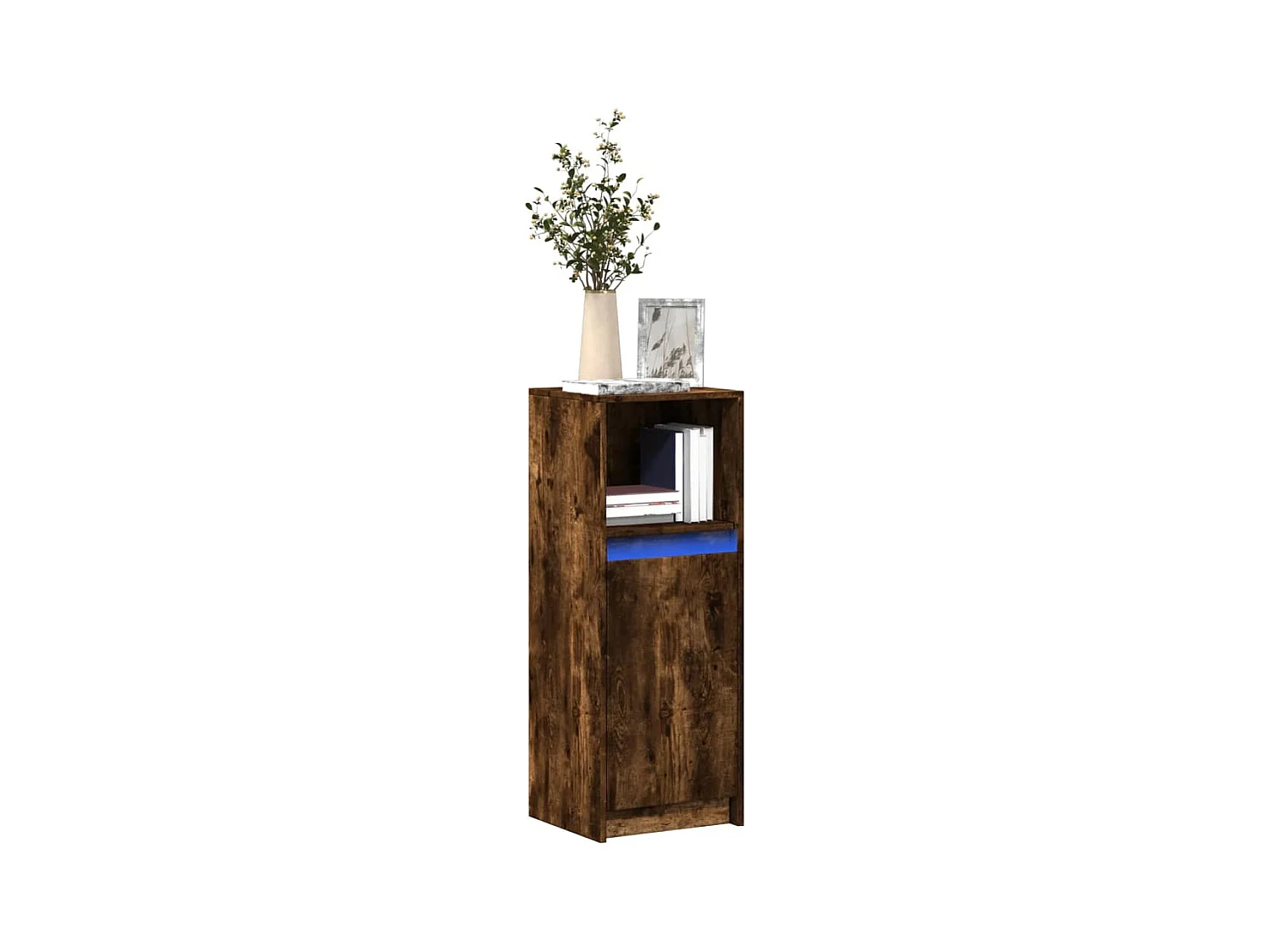 Buffet | Bahut | Meuble de rangement avec LED chêne fumé 38x34x100 cm bois d'ingénierie
