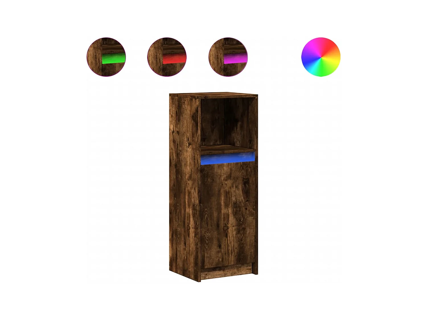 Buffet | Bahut | Meuble de rangement avec LED chêne fumé 38x34x100 cm bois d'ingénierie