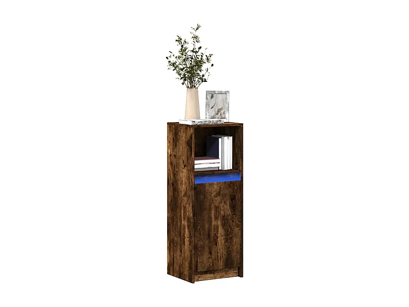 Buffet | Bahut | Meuble de rangement avec LED chêne fumé 38x34x100 cm bois d'ingénierie