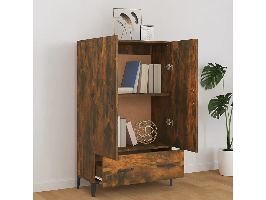 Credenza | Buffet | Armadio Rovere Fumo 70x31x115 cm in Legno Multistrato