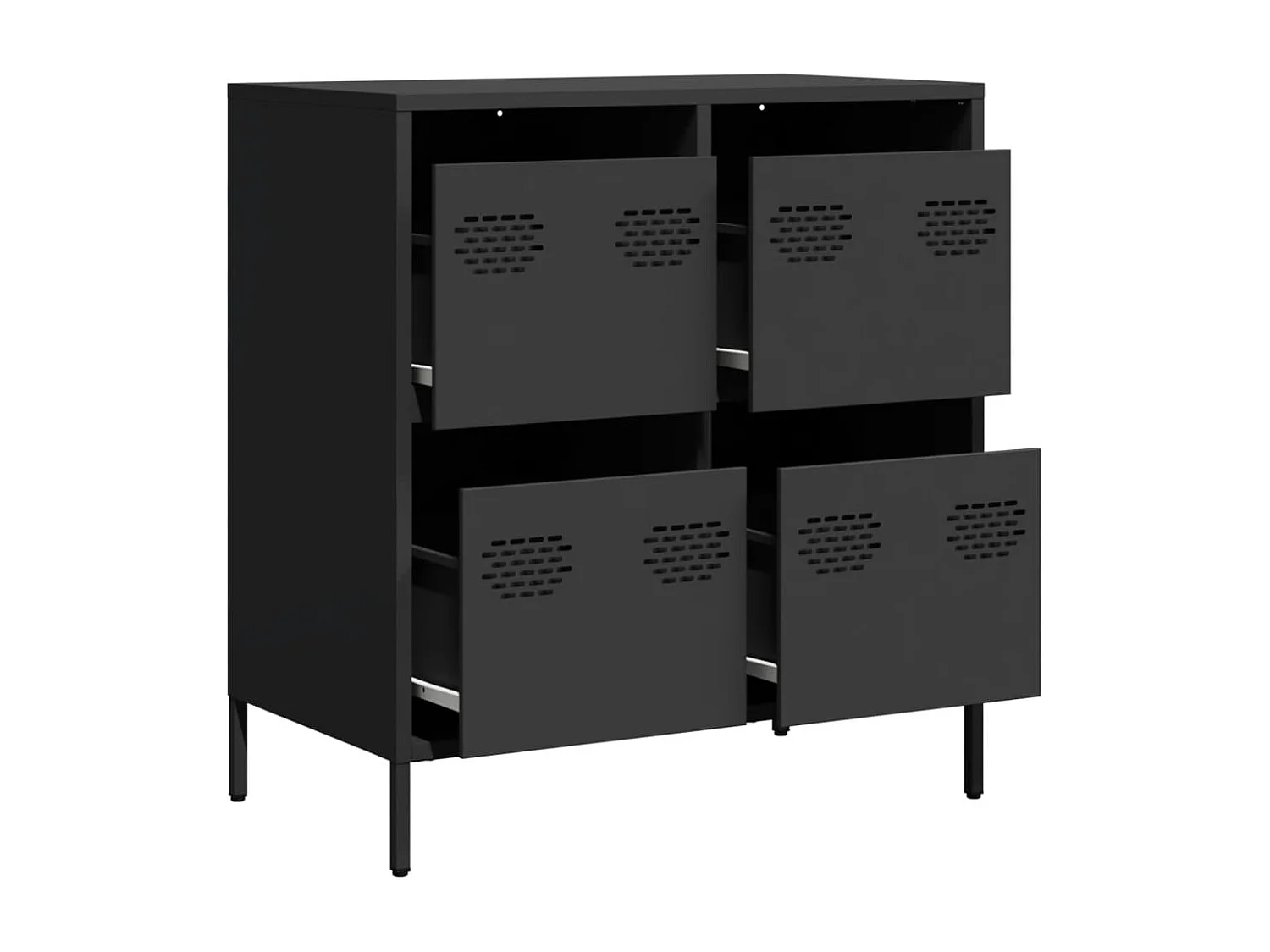 Credenza | Buffet | Armadio Nera 68x39x73,5 cm in Acciaio Laminato a Freddo