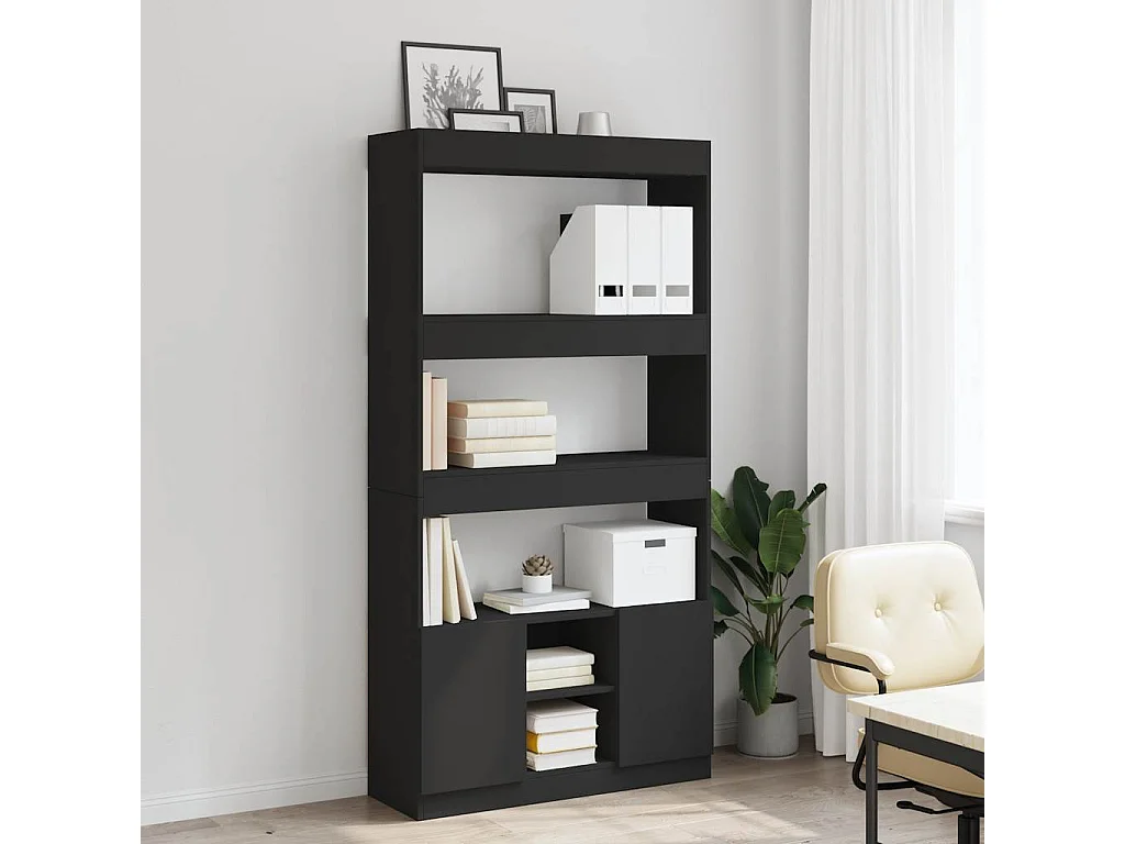 Buffet | Bahut | Meuble de rangement haut noir 92x33x180 cm bois d'ingénierie