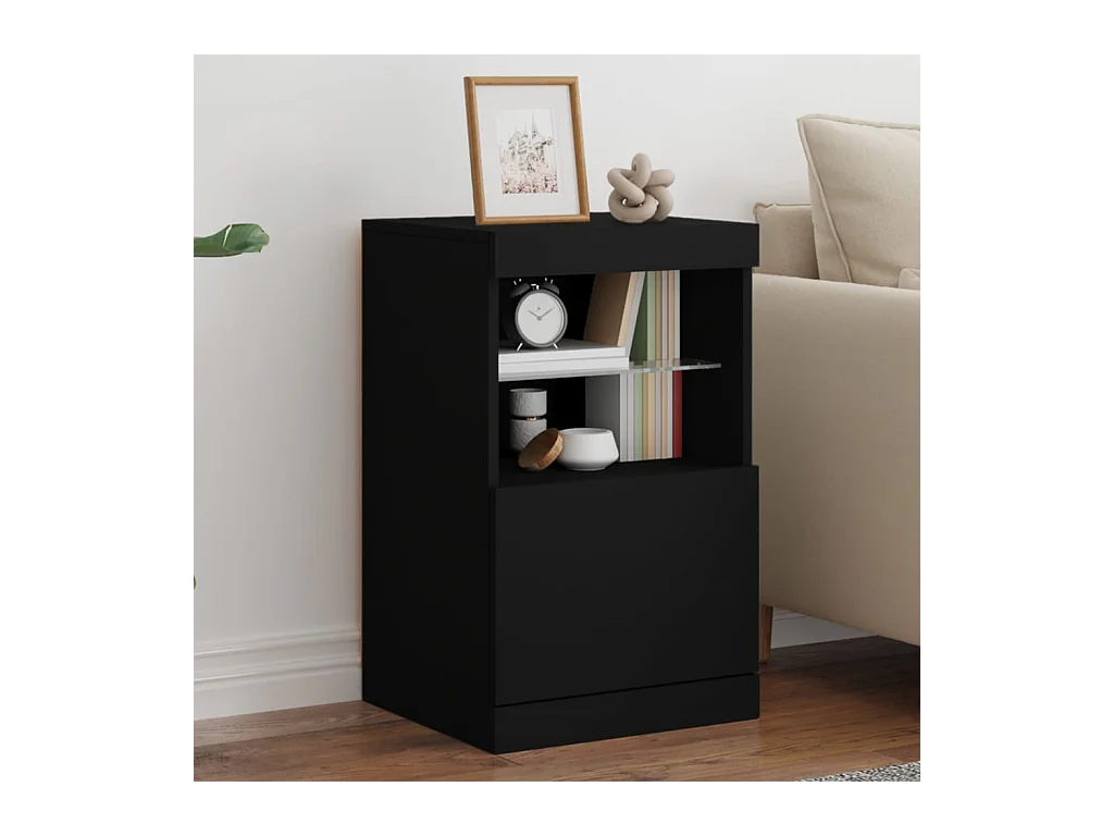 Buffet | Bahut | Meuble de rangement avec lumières LED noir 41x37x67 cm
