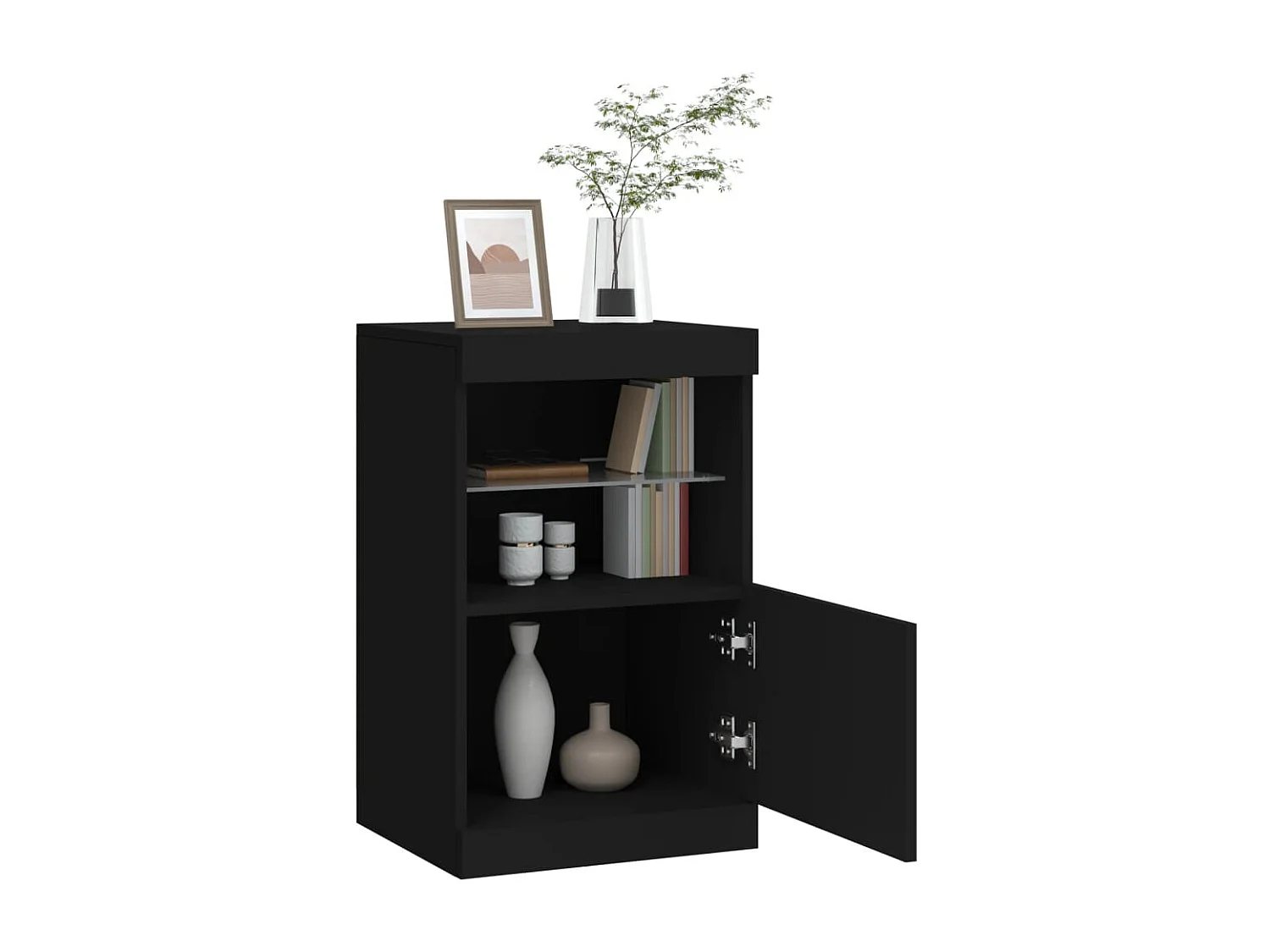 Buffet | Bahut | Meuble de rangement avec lumières LED noir 41x37x67 cm