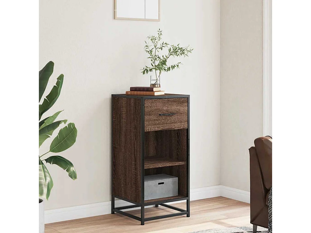 Buffet | Bahut | Meuble de rangement chêne marron 35,5x35x76 cm bois d'ingénierie et métal