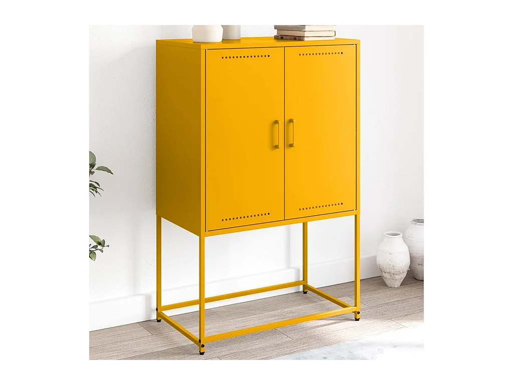 Buffet | Bahut | Meuble de rangement haut jaune moutarde 68,5x38,5x107 cm acier