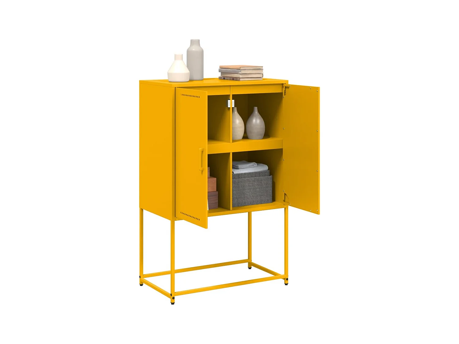 Buffet | Bahut | Meuble de rangement haut jaune moutarde 68,5x38,5x107 cm acier