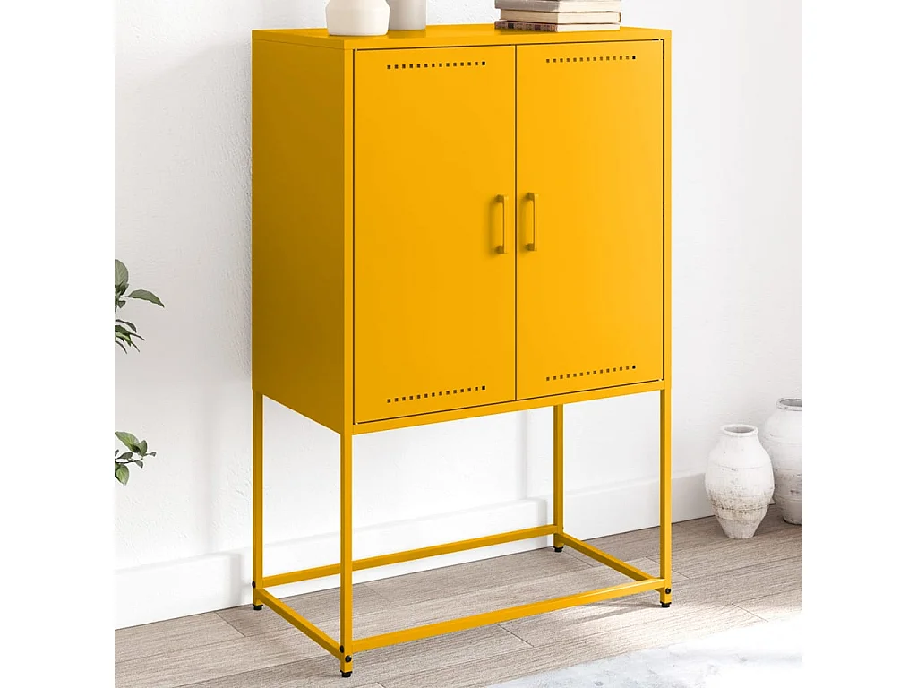 Credenza | Buffet | Armadio Giallo Senape 68,5x38,5x107 cm in Acciaio