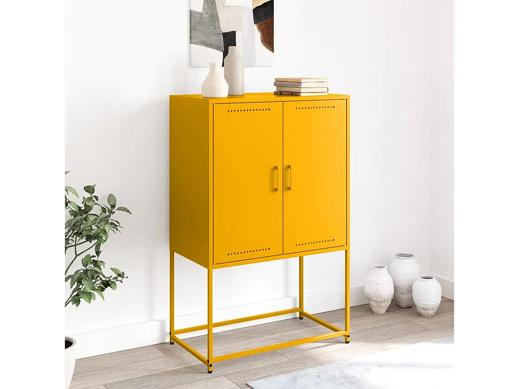 Credenza | Buffet | Armadio Giallo Senape 68,5x38,5x107 cm in Acciaio