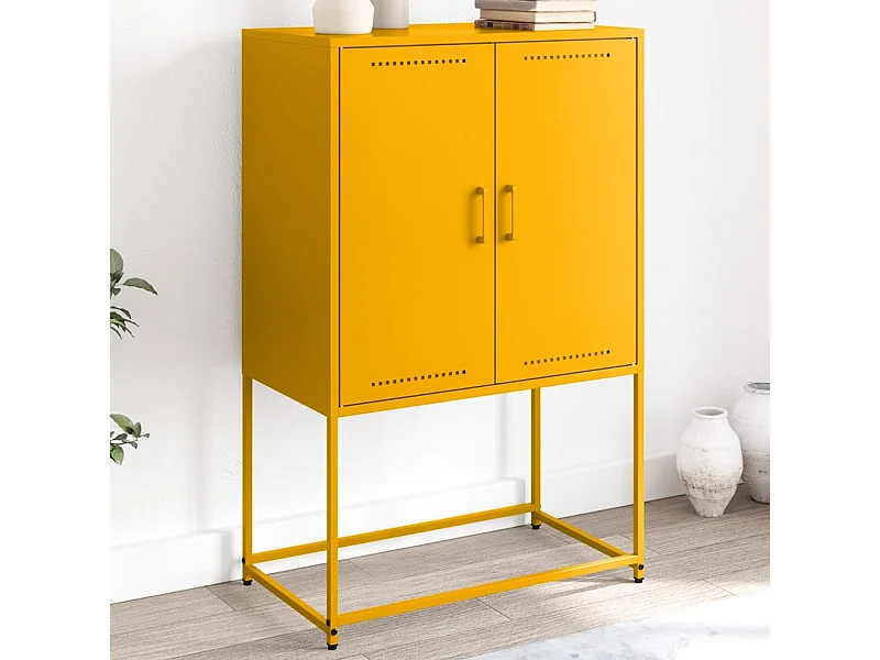 Credenza | Buffet | Armadio Giallo Senape 68,5x38,5x107 cm in Acciaio