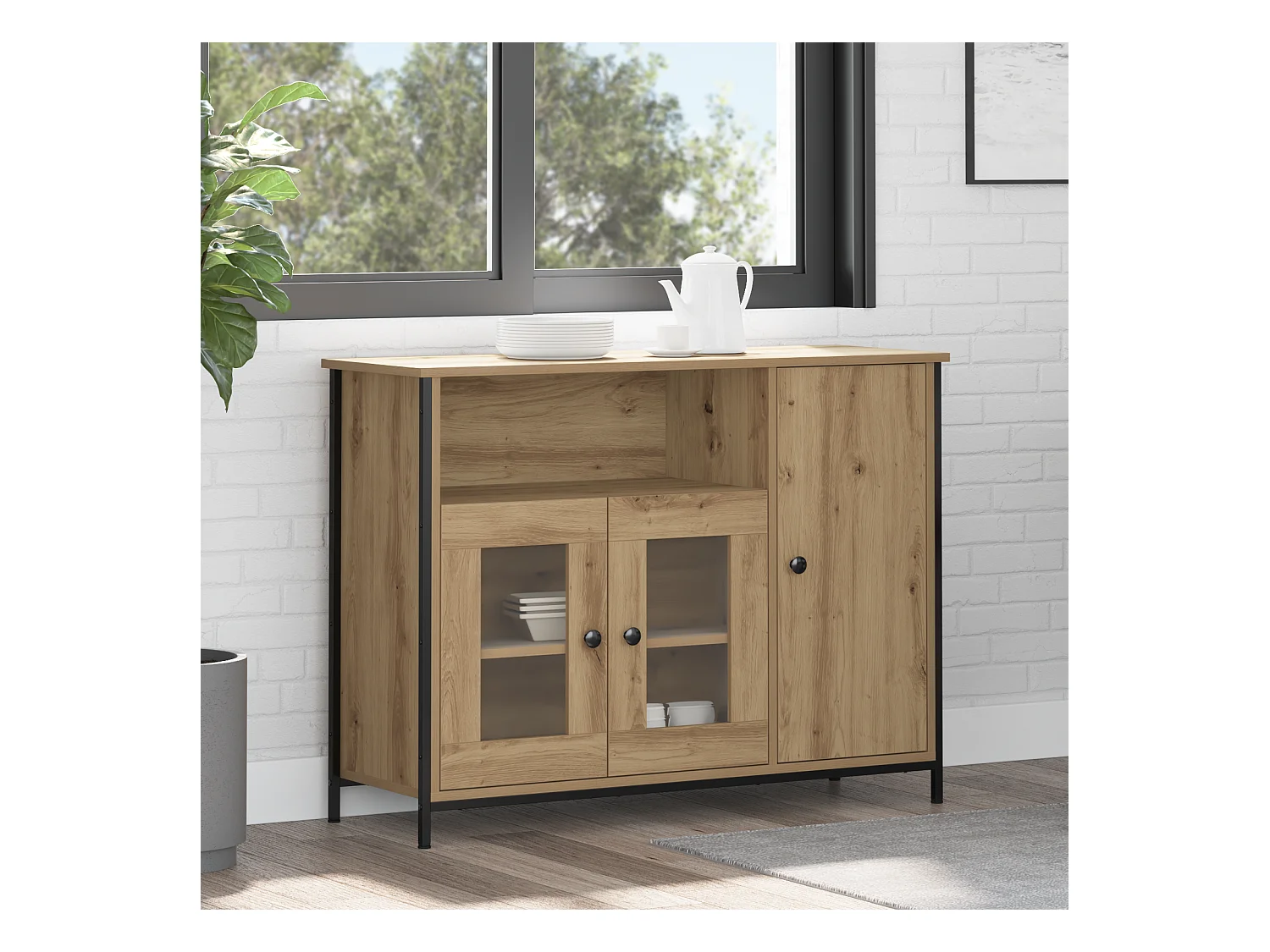 Credenza | Mobile | Armadio Artisan in Rovere 100x35x75 cm Legno Ingegnerizzato