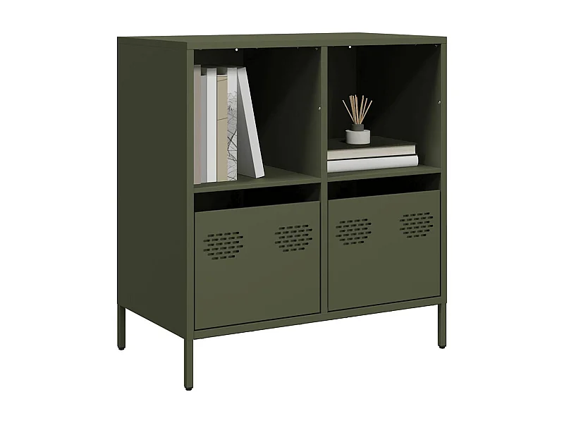 Buffet | Commode à tiroir | Meuble de rangement vert olive 68x39x73,5 cm acier laminé à froid