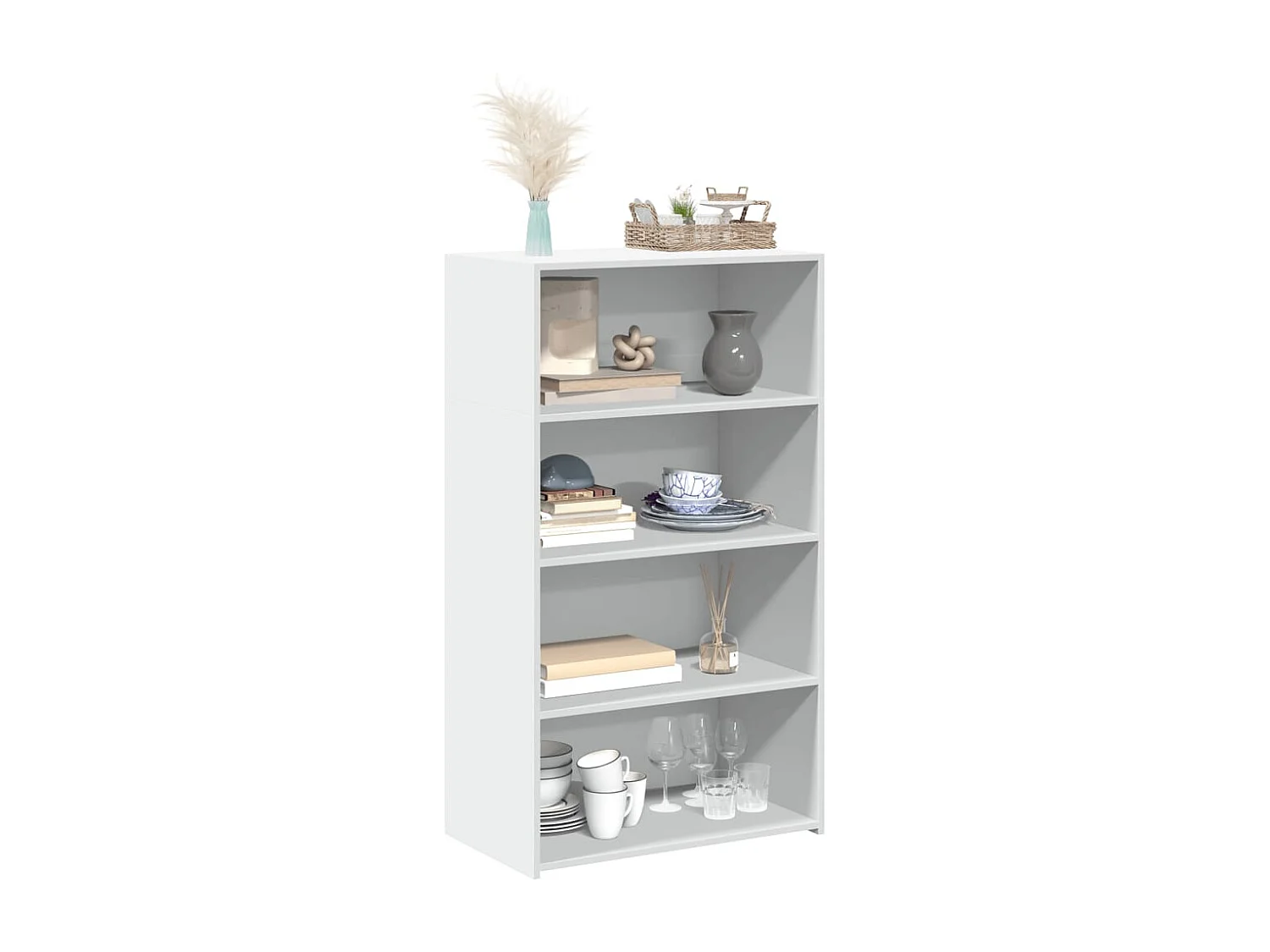 Buffet | Bahut | Meuble de rangement haut blanc 70x41x124 cm bois d'ingénierie