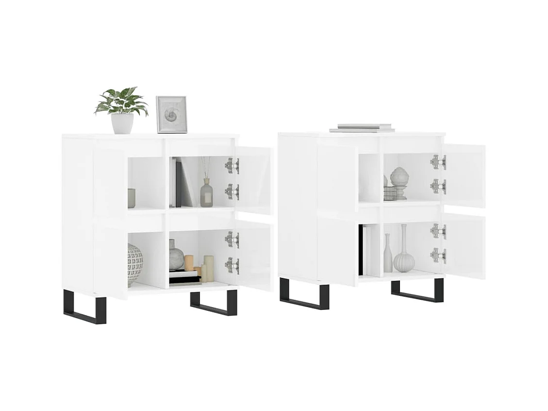 Buffets | Bahuts | Meuble de rangement 2 pcs blanc brillant bois d'ingénierie