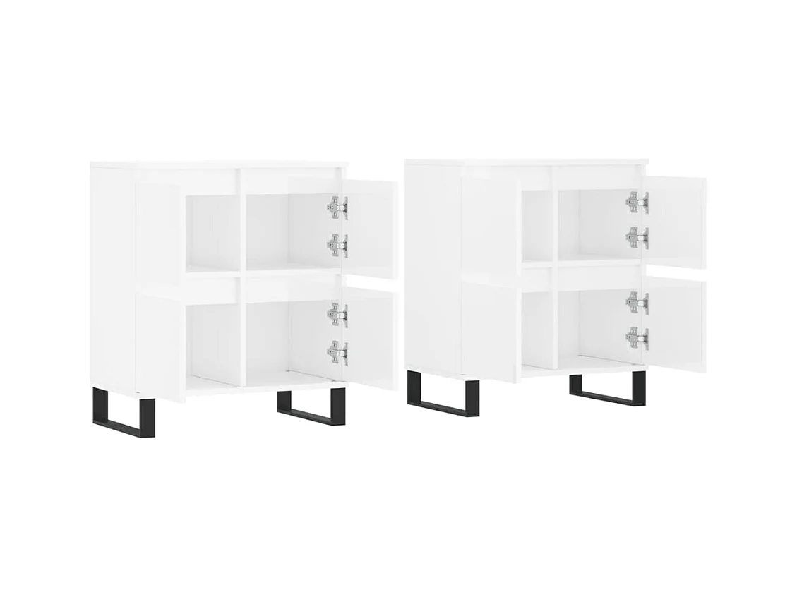 Buffets | Bahuts | Meuble de rangement 2 pcs blanc brillant bois d'ingénierie