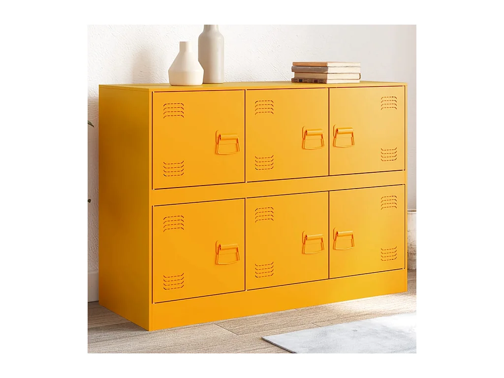 Buffet | Bahut | Meuble de rangement jaune moutarde 99x39x73 cm acier