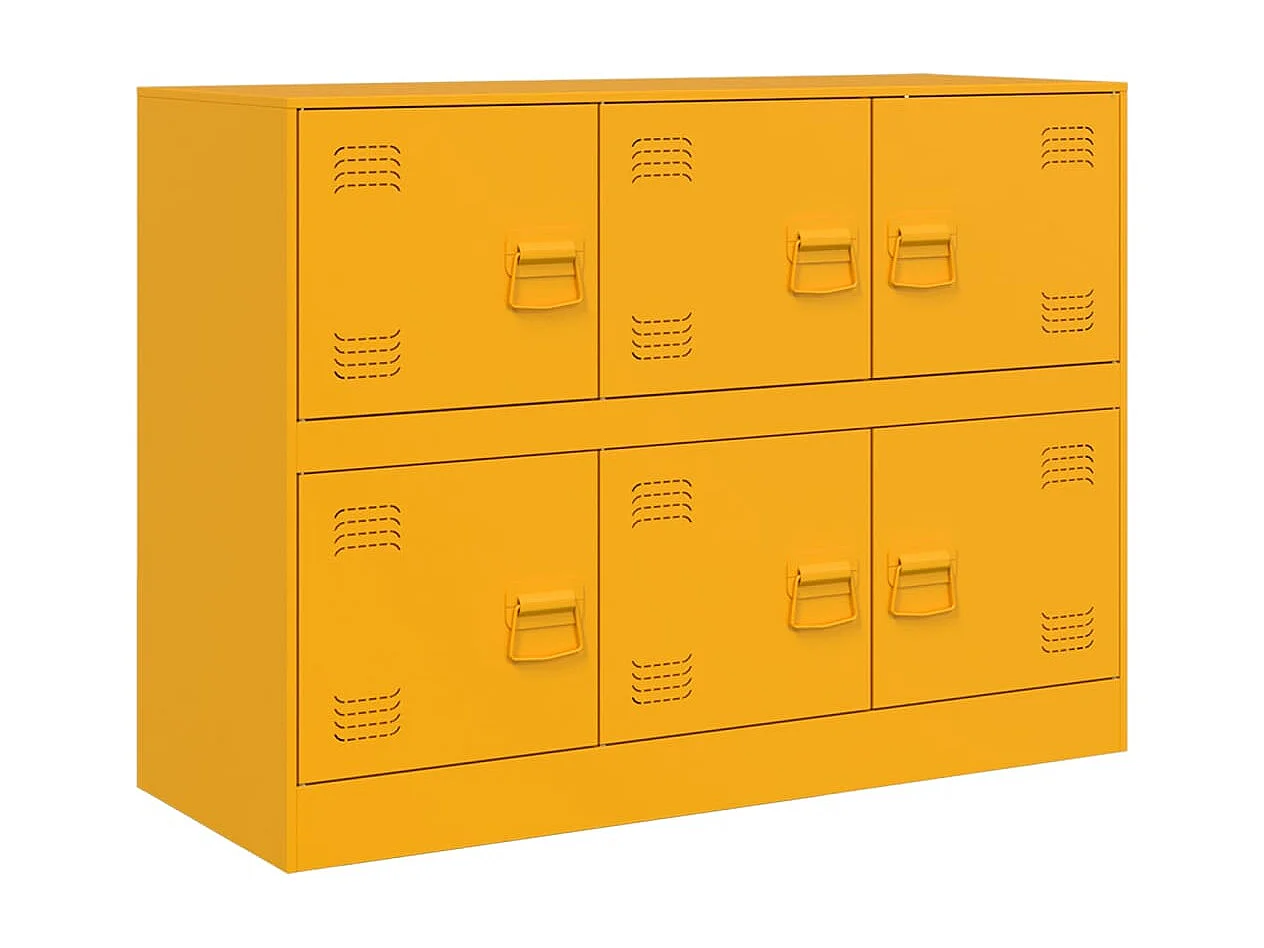 Credenza | Buffet | Armadio Giallo Senape 99x39x73 cm in Acciaio