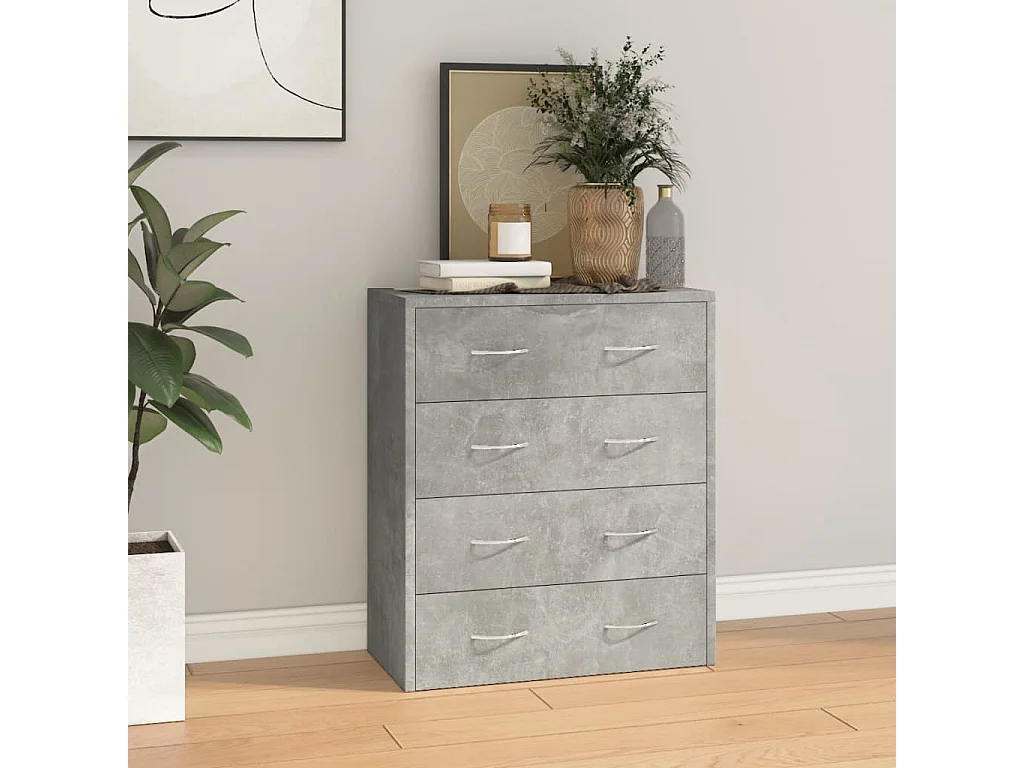 Credenza | Buffet | Armadio con 4 Cassetti 60x30,5x71 cm Grigio cemento