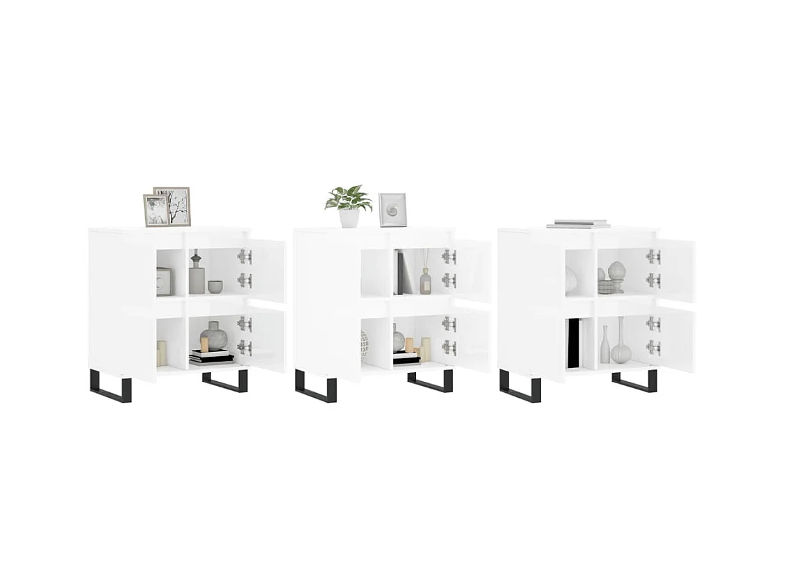 Buffets | Bahuts | Meuble de rangement 3 pcs blanc brillant bois d'ingénierie