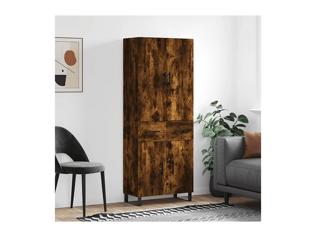 Credenza | Buffet | Armadio Rovere Fumo  69,5x34x180 cm in Legno Multistrato