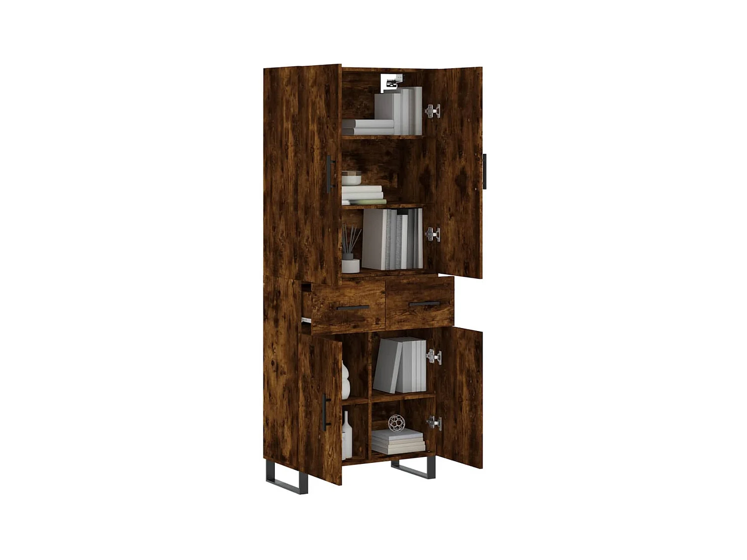 Credenza | Buffet | Armadio Rovere Fumo  69,5x34x180 cm in Legno Multistrato