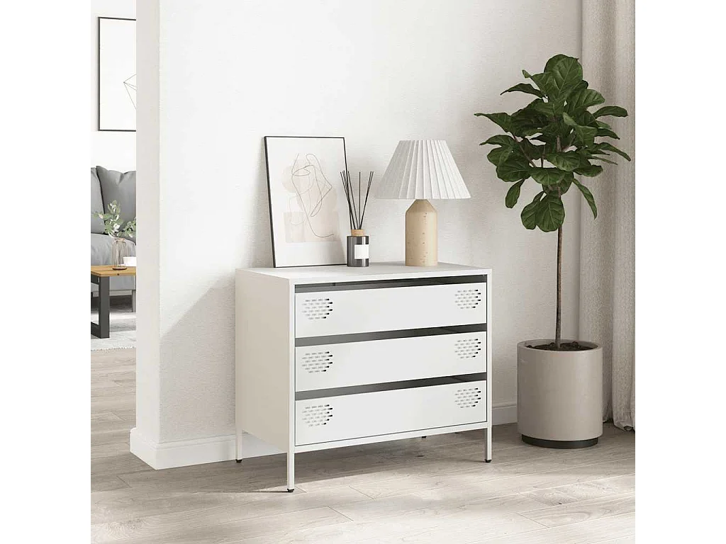 Credenza | Buffet | Armadio Bianca 68x39x58,5 cm in Acciaio Laminato a Freddo