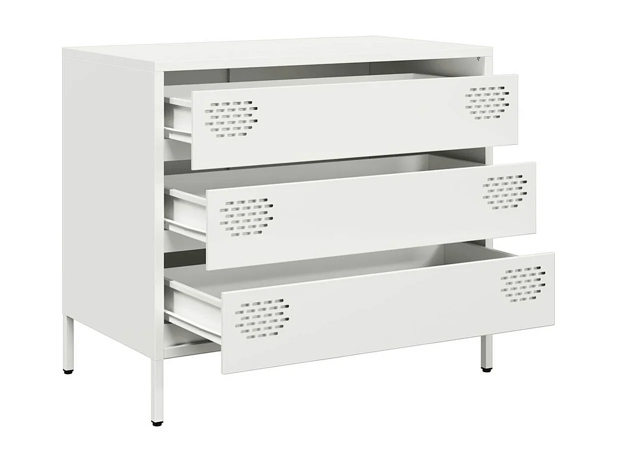 Credenza | Buffet | Armadio Bianca 68x39x58,5 cm in Acciaio Laminato a Freddo