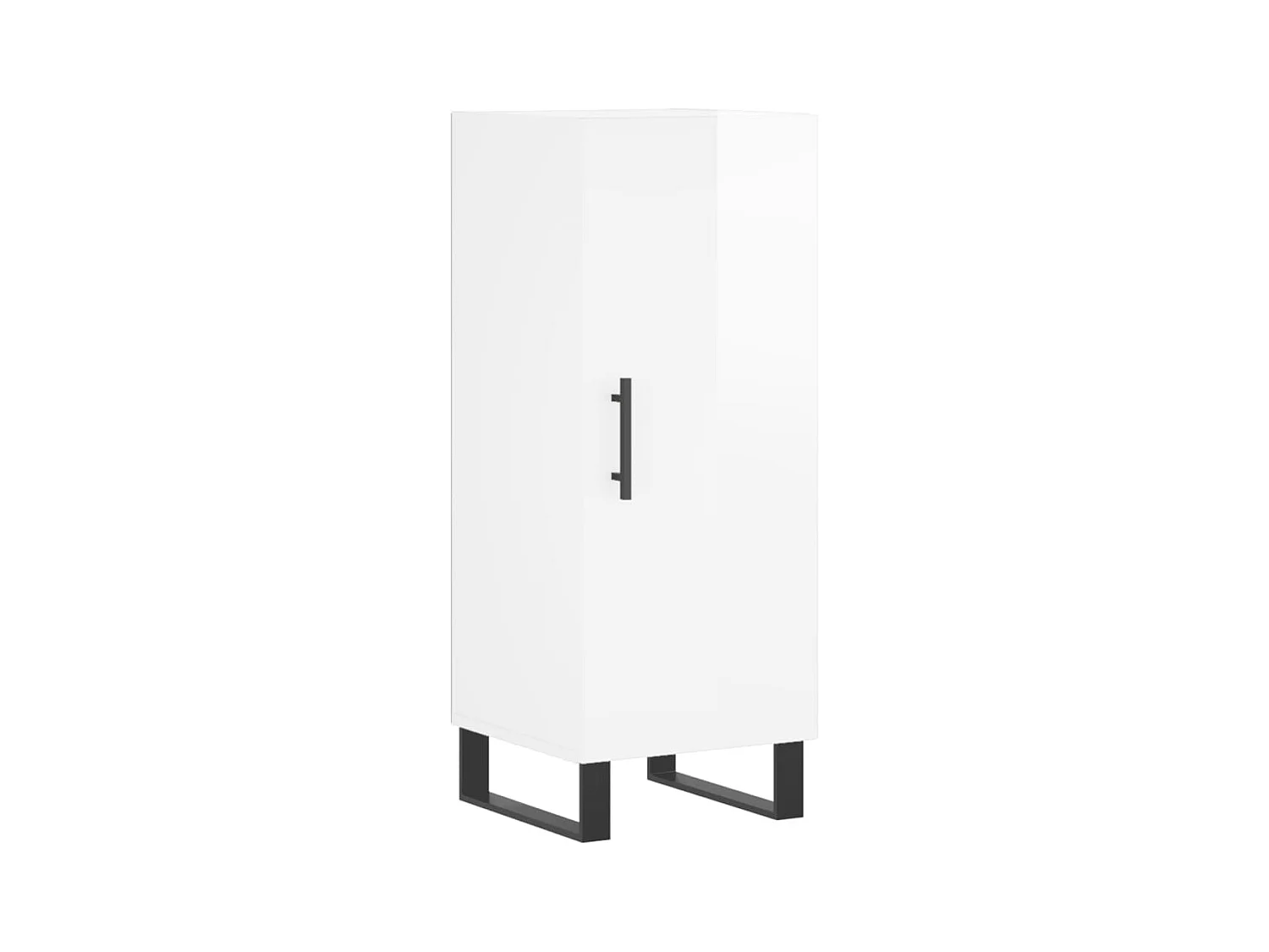 Credenza | Buffet | Armadio Bianco Lucido 34,5x34x90 cm in Legno Multistrato