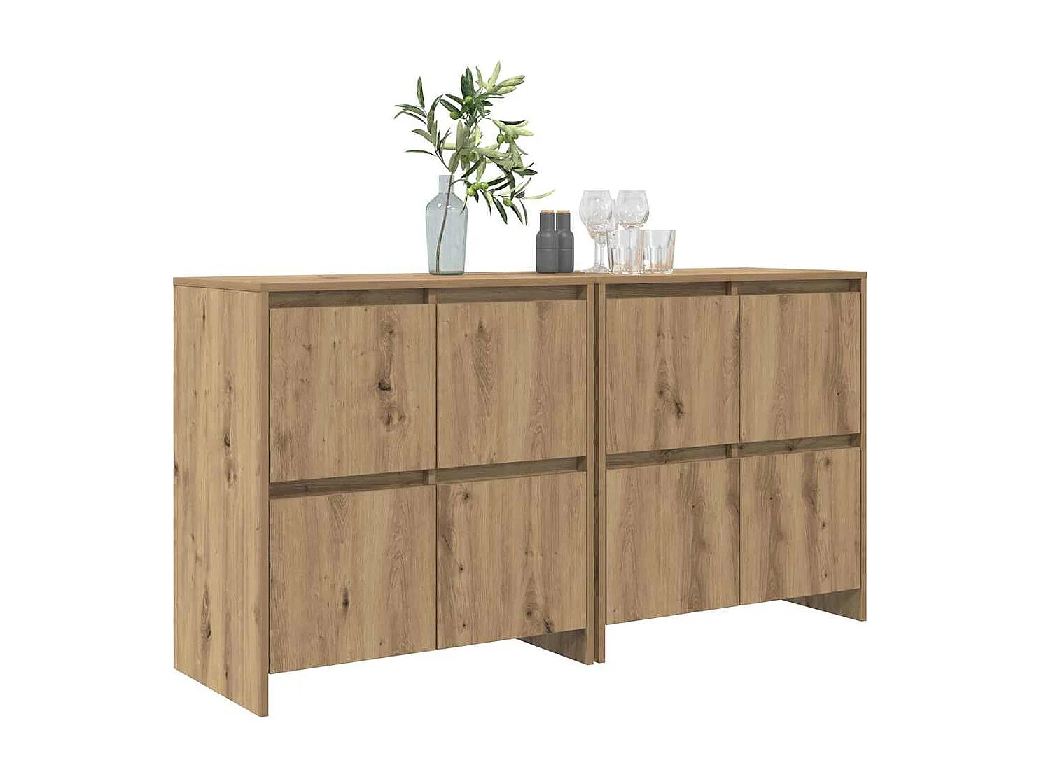 Buffet | Bahut | Meuble de rangement 2 pcs chêne artisanal 70 x 41 x 75 cm Bois d'ingénierie