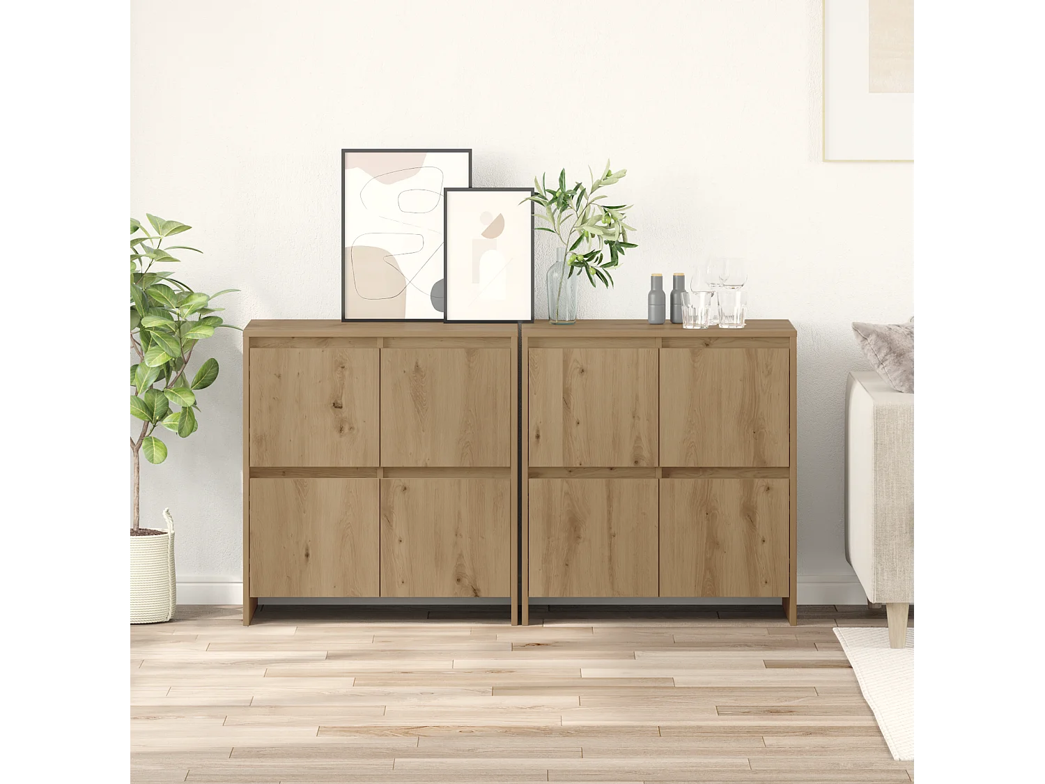 Buffet | Bahut | Meuble de rangement 2 pcs chêne artisanal 70 x 41 x 75 cm Bois d'ingénierie