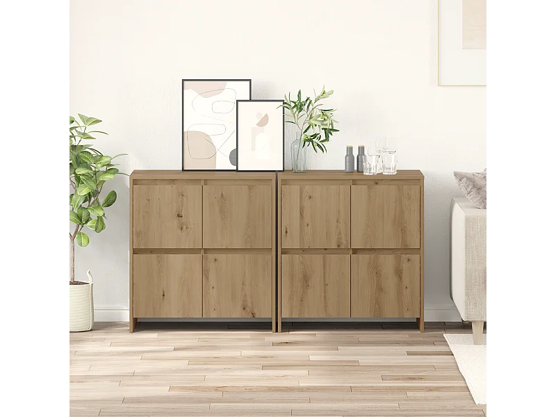 Buffet | Bahut | Meuble de rangement 2 pcs chêne artisanal 70 x 41 x 75 cm Bois d'ingénierie
