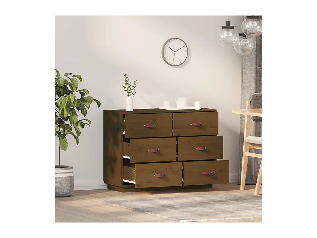 Buffet | Bahut | Meuble de rangement Marron miel 100x40x75 cm Bois massif de pin