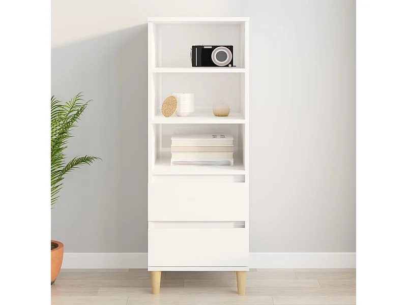 Buffet | Bahut | Meuble de rangement haut Blanc brillant 40x36x110 cm Bois d'ingénierie