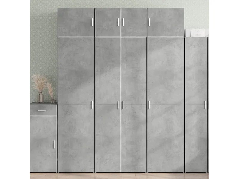 Buffet | Bahut | Meuble de rangement haut gris béton 70x42,5x185 cm bois d'ingénierie