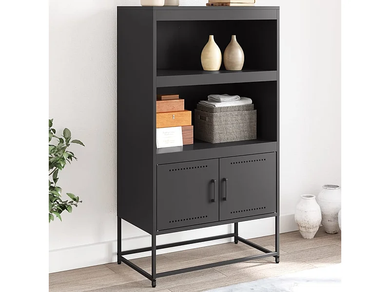 Buffet | Bahut | Meuble de rangement haut noir 68,5x38,5x123,5 cm acier