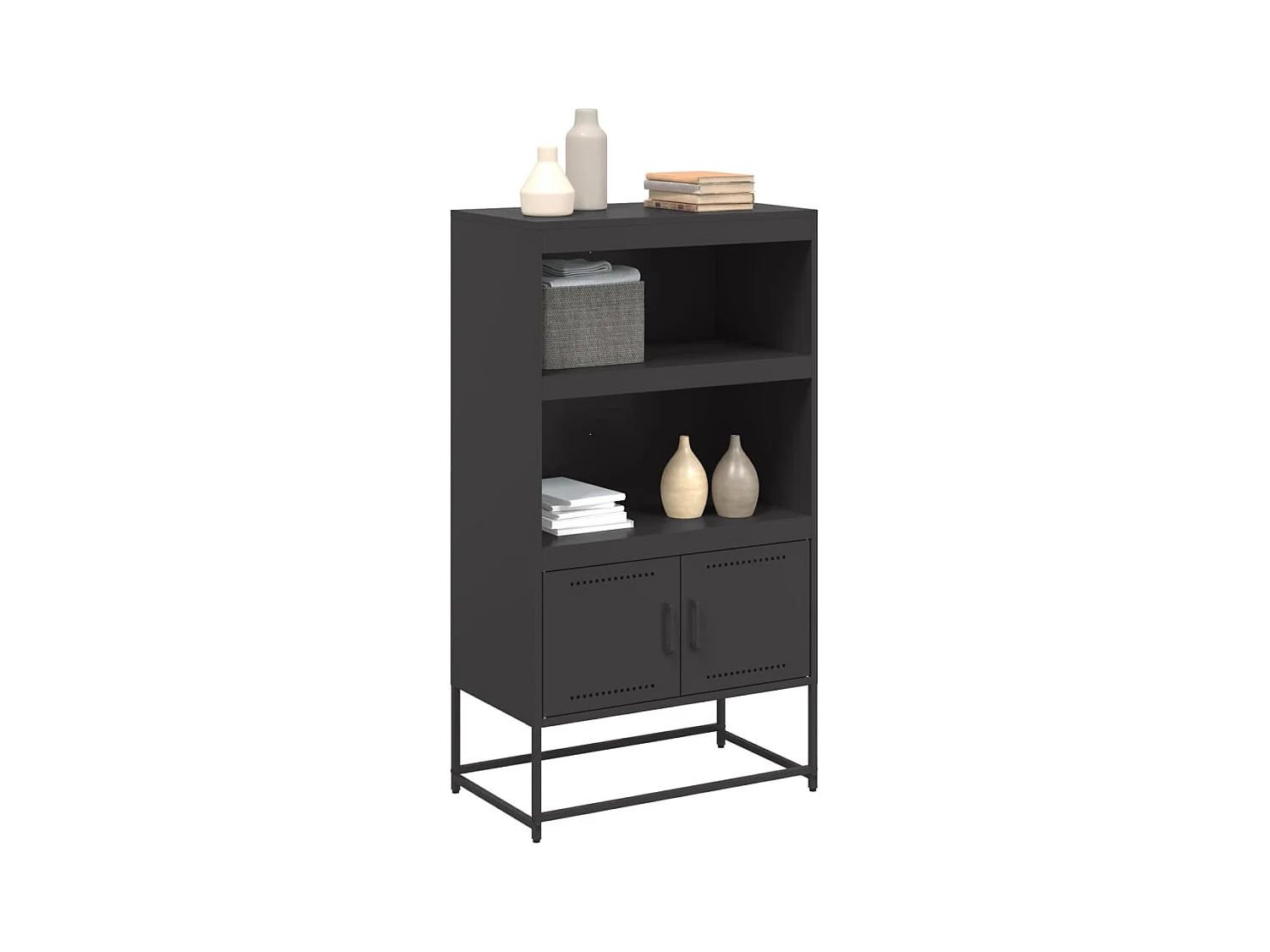 Buffet | Bahut | Meuble de rangement haut noir 68,5x38,5x123,5 cm acier