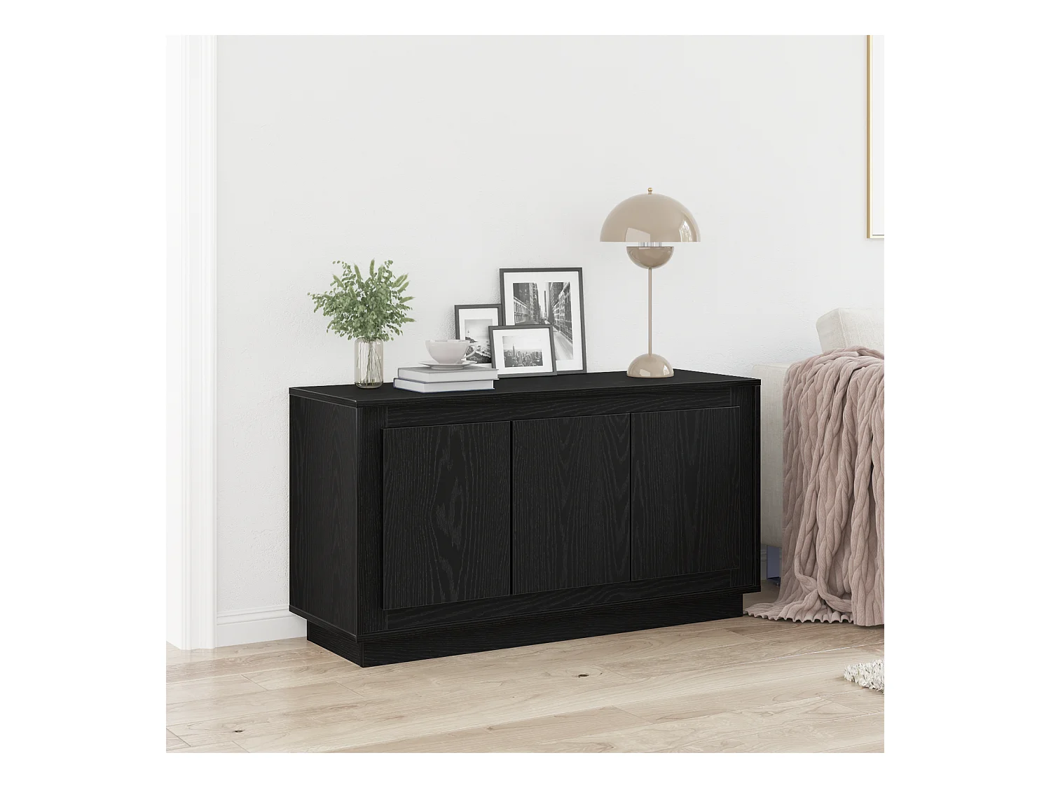 Sideboard | Credenza | Armadio Nero Rovere 102x35x55 cm Legno ingegnerizzato