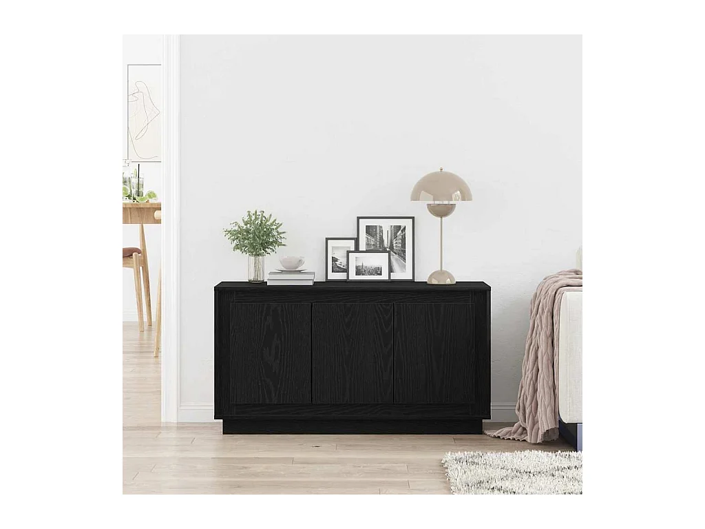 Sideboard | Credenza | Armadio Nero Rovere 102x35x55 cm Legno ingegnerizzato