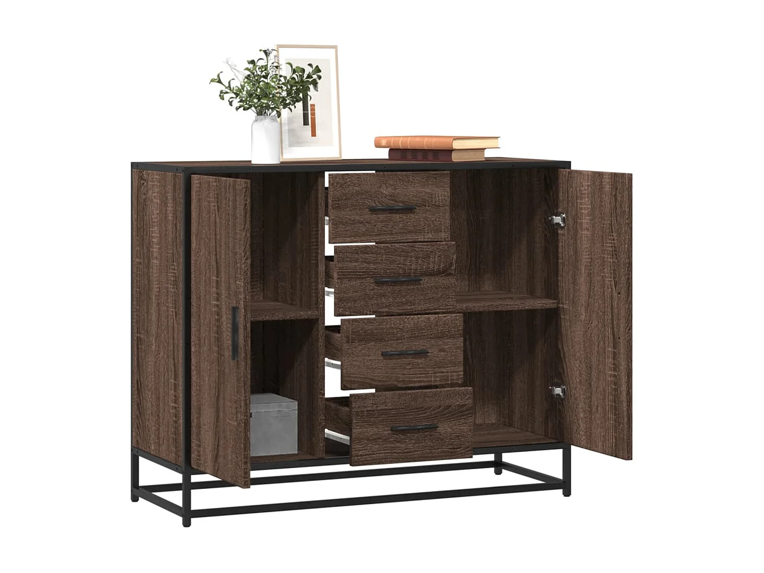 Buffet | Commode à tiroir | Meuble de rangement chêne marron 92x35x76 cm Bois d'ingénierie