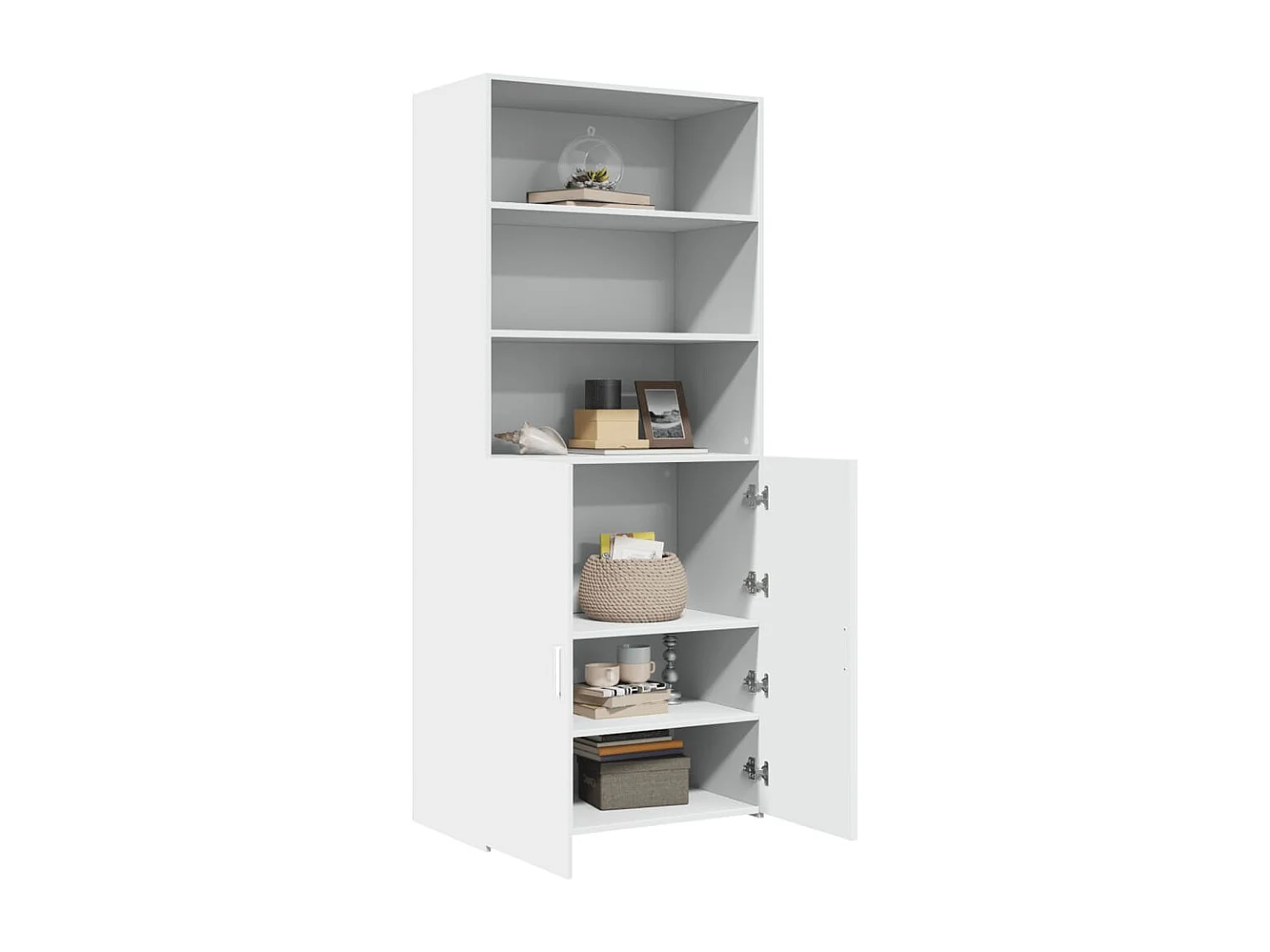 Credenza | Buffet | Armadio Bianca 80x42,5x185 cm in Legno Multistrato