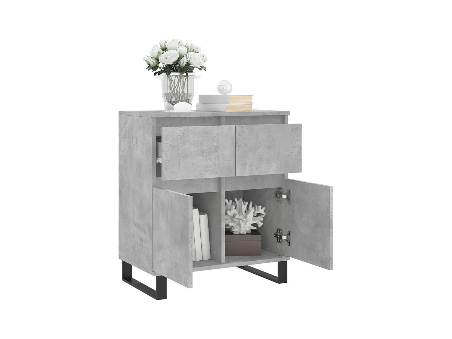 Buffet | Bahut | Meuble de rangement Gris béton 60x35x70 cm Bois d'ingénierie