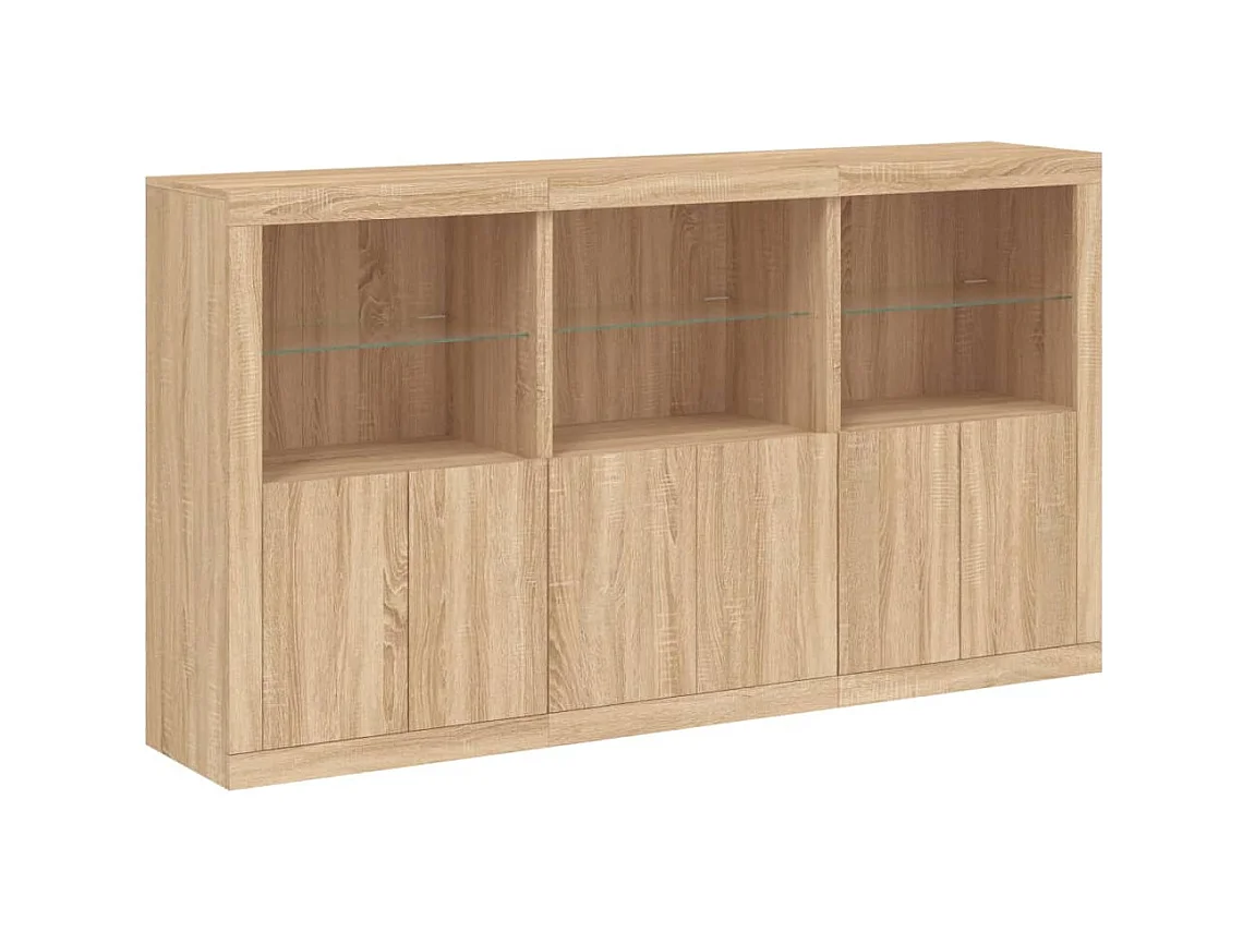 Buffet | Bahut | Meuble de rangement avec lumières LED chêne sonoma 181,5x37x100 cm
