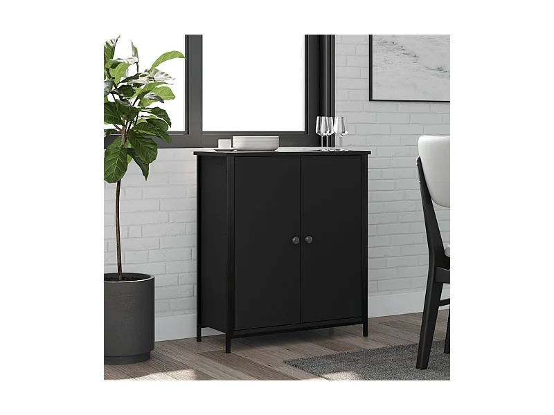 Credenza | Buffet | Armadio Nera 70x30x80 cm in Legno Multistrato