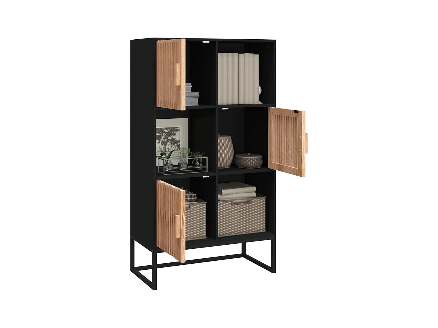 Credenza | Buffet | Armadio Nera 70x35x125 cm in Legno Multistrato